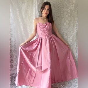 Vintage Pink Prom Dress Princess Fairycore Ball Gown 80s Formal